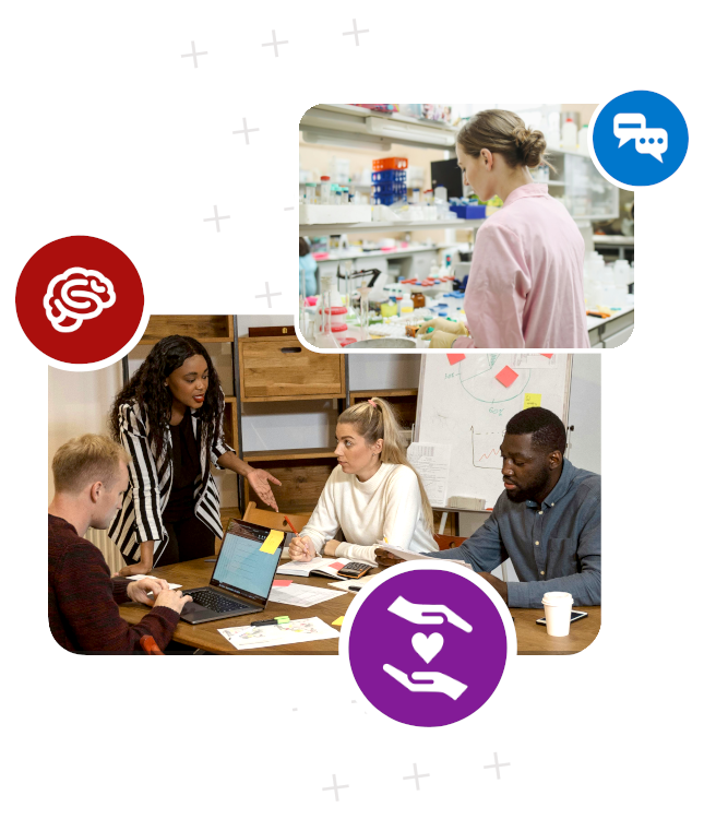 Images of people working and studying